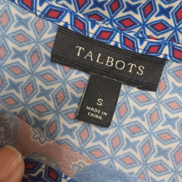 Talbots Blue and Red Boxy Blouse with Embroidery - Picture 7 of 10